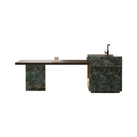 Table de salle à manger îlot de cuisine moderne en dalle de roche avec armoire basculante multifonctionnelle extensible 6 places pour cuisine ouverte