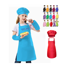 Niños Chef sombrero <span class=keywords><strong>delantal</strong></span> edades 5-12 niños <span class=keywords><strong>delantal</strong></span> niños <span class=keywords><strong>para</strong></span> niños niña <span class=keywords><strong>cocina</strong></span> hornear pintura desgaste sublimación Impresión logotipo personalizado - Product Image 1