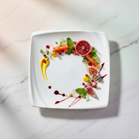 Assiette carrée plate en porcelaine blanche de qualité supérieure, assiettes carrées classiques pour dîner, plats de restaurant, vaisselle en céramique pour hôtel