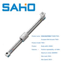 Module de courroie en alliage d'aluminium TR45, course de 63 mm, vitesse de 2 m/s, course de 6 m, charge de 25 kg, actionneur linéaire, robot à portique CNC, marque SAHO, 0,05-0,1 mm