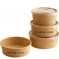 Bol à soupe rond jetable en papier kraft avec couvercle biodégradable personnalisé 32 oz Design moderne