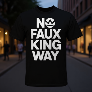 เสื้อยืด No Faux King Way สีดำ คอกลม สำหรับผู้ใหญ่ ไซส์กลาง - Product Image 3