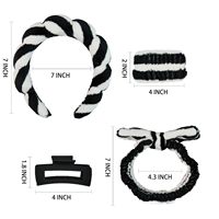 Ensemble de bandeaux, bracelets et pinces à cheveux en peluche pour femmes, noir et blanc, avec nœud moelleux, pour spa, lavage du visage, soins de la peau, accessoires de beauté, cadeau