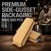 Sac à café en papier kraft personnalisé avec soufflet latéral et valve, biodégradable, respectueux de l'environnement, de qualité alimentaire, pour l'emballage du thé, 250g 500g