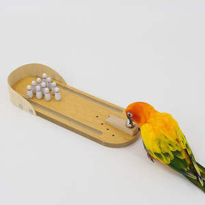 ของเล่นสำหรับฝึกสมดุลนกแก้วของเล่นสัตว์เลี้ยงแบบโต้ตอบสไตล์โบว์ลิ่งโต๊ะไม้อุปกรณ์ฝึกสมดุลนกแก้ว - Product Image 4