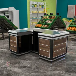 2021 새로운 디자인 소매 편의점 인기있는 슈퍼마켓 식료품 체크 아웃 카운터 계산원 책상