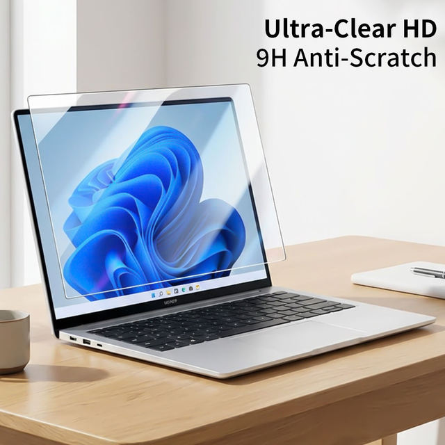 Universal 9H Tempered Glass Laptop Screen Protector for 13 14 15.6 17.3 Inch, HD Clear Anti-Scratch Film for HP Dell Lenovo