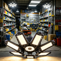 Plafonnier LED ultra-lumineux et déformable pour garage, avec 7 panneaux réglables, idéal pour sous-sol, atelier, grenier, rangement et éclairage de garage