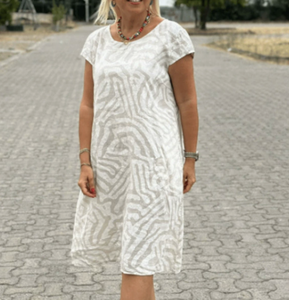 Vestido Midi con Estampado Vintage de Moda 2026 para Mujer, Cuello Redondo, Manga Corta, Vestidos Casuales Holgados - Product Image 3