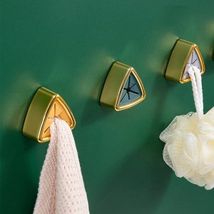Towel Hooks Wall Mounted Gold Plated Polygon Shape Punch Free <b>Storage</b> For <b>Kitchen</b> Bathroom - Product Image 1