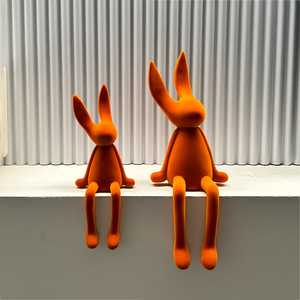 Ornements de lapin en résine modernes haut de gamme, simples, floqués, assis, pour meuble TV, meuble à vin, décorations pour le salon - Product Image 2