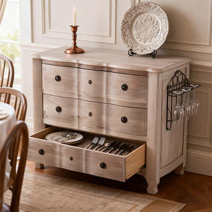 Coffre moderne blanc à <span class=keywords><strong>3</strong></span> <span class=keywords><strong>tiroirs</strong></span> avec dessus en bois Armoire de rangement <span class=keywords><strong>scandinave</strong></span> pour entrée de chambre à coucher - Product Image 5