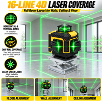 DERUIDA Niveau laser infrarouge industriel extérieur haute précision à ajustement automatique, personnalisé en usine, vert 4D 16 lignes