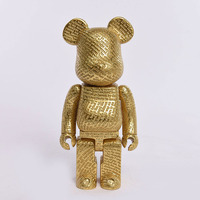 Statue d'ours en résine dorée moderne et audacieuse, motif textuel, décoration d'intérieur, cadeau pour le salon, accessoires de décoration pour la maison