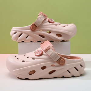 Sandales perforées Crocs pour femmes, semelle EVA, chaussures de plage respirantes et antidérapantes, rose, gris, bleu, kaki, vert, marron, taille 35-40 - Product Image 1