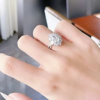Superbe bague de fiançailles en platine Pt950 avec diamant de laboratoire taille ovale émeraude et 4 griffes, pour femme