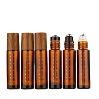 Bouteille d'huile essentielle personnalisée vide de couleur ambre 10ml avec bouchon en Grain de bois