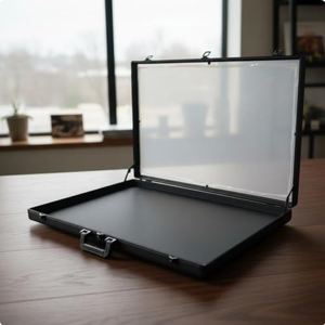 Glass Storage Case Aluminum Display Case with Acrylic <b>Top</b> Showcase Glass Display Case - Product Image 3