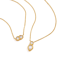 Collier pendentif triangulaire à deux pierres en forme de larme en acier inoxydable plaqué or 18 carats J&D, hypoallergénique, élégant, bijoux pour femmes