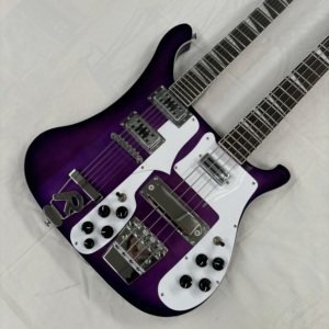 <span class=keywords><strong>Chitarra</strong></span> Elettrica Rickenbacker a Doppio Manico 12+4 Corde, Corpo in Mogano, Finitura Lucida, Pickup H-H, 20 Tasti, Logo Personalizzato in Legno, Cromatura - Product Image 1