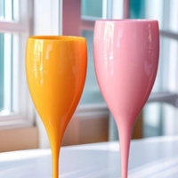Flûte à champagne réutilisable pour mariage Tasse à pied haut en plastique de production en usine de vente en gros de mariée
