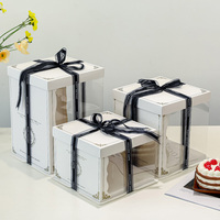 Customization 12 Inch Tall Clear Plastic Transparent Paper Cake Boxes Packaging with Lid