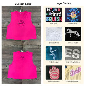 Venta caliente camiseta sin mangas atlética para mujer personalizada 95% poliéster 5% Spandex Jersey secado rápido suelta gimnasio ropa deportiva chaleco recortado - Product Image 2