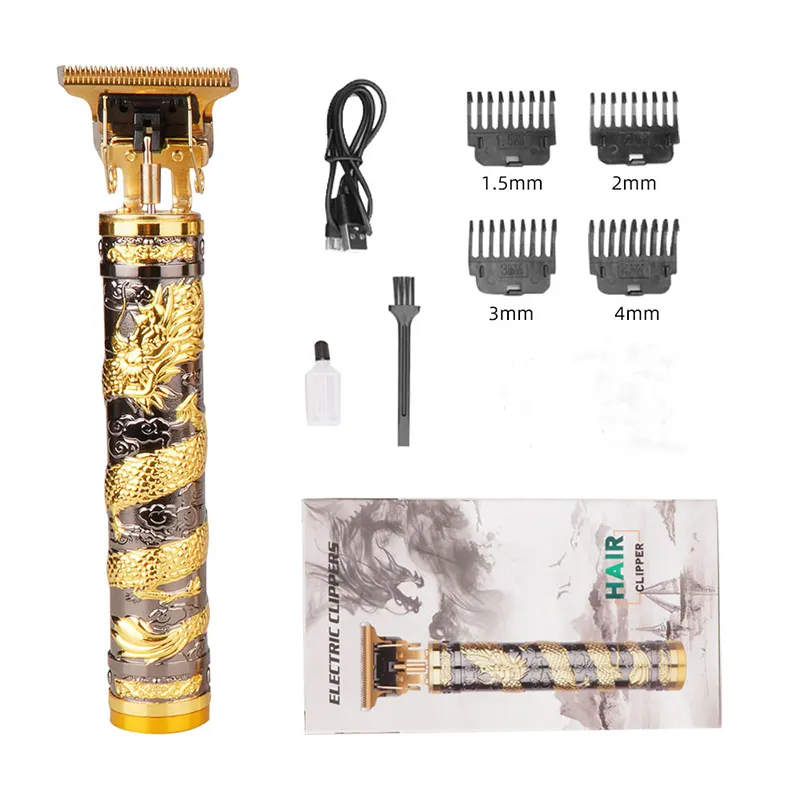 Rechargeable Dragon Buddha head Hair Trimmer Shaver R Blade Trimmer Haircut Set Cordless T9 Hair Clippers