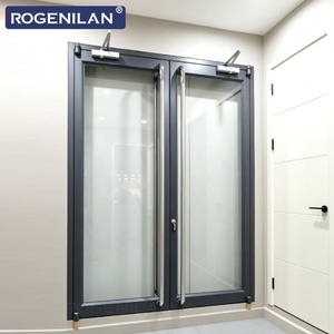 Porte extérieure en aluminium à double vitrage anti-ouragan Rogenilan, porte à battants à rupture de pont thermique pour maisons - Product Image 2