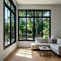 Ventanas Fijas Modernas con Rejillas ZCSUNG, Ventana Abatible de Aluminio con Doble Vidrio Templado para Casa, Villa, Sala de Estar