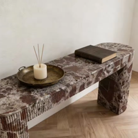 Table console élégante et moderne en pierre JZ Ballagio Rosso Levanto avec plateau en marbre facile à nettoyer, garantie 1 an, meubles de salon