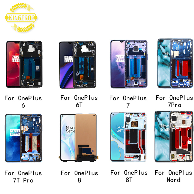 For Oneplus 6 6T 7T 8 Pro 11 12 12R LCD ,For Oneplus 8 8T 9 Nord CE CE2 CE3 CE4 LCD Display Screen With Frame Replacement