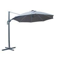 Parasol de jardin moderne à balancier lourd 3M avec éclairage LED solaire, chaise longue, structure en aluminium de 3 m pour extérieur d'hôtel