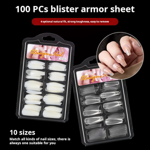 100 Uñas Postizas Trapezoidales, Puntas de Estilete Transparentes, Cobertura Completa, Uñas Artificiales, Piezas de Extensión de Uñas para Salón - Product Image 6