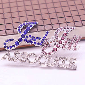Délicat creux lettre Design cadeaux JJOA épinglette bleu et rose strass incrusté Jack et Jill associé broche broche - Product Image 2