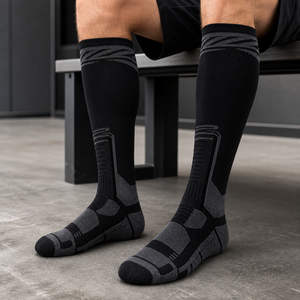 <span class=keywords><strong>Chaussettes</strong></span> de <span class=keywords><strong>motocross</strong></span> personnalisées avec logo, hauteur genou, semelle en tissu éponge rembourrée, compression respirante, <span class=keywords><strong>chaussettes</strong></span> de cyclisme pour hommes et femmes - Product Image 2