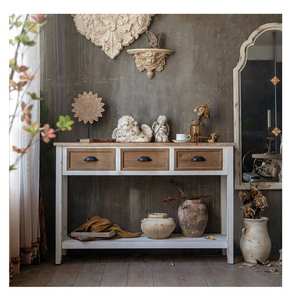 INNOVA HOME Meuble console de salon en bois au design rustique et personnalisé, idéal pour hôtels, avec 3 tiroirs et étagère - Product Image 1