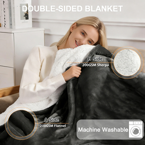 <span class=keywords><strong>Couverture</strong></span> <span class=keywords><strong>chauffante</strong></span> en flanelle de qualité supérieure PTC/NTC, taille Queen, ultra douce, <span class=keywords><strong>couverture</strong></span> électrique, 10 niveaux de chauffage, double commande, peluche, chauffage rapide - Product Image 2