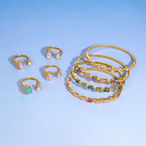NUEVA PENDIENTE DE PULSERA BOHO DE VERANO CON ZIRCÓN EN FORMA DE LÁGRIMA, ESTILO MAR EGEO, Dazan INS, Chapado en Oro de 18k, Acero Inoxidable, Joyería para Mujer - Product Image 4