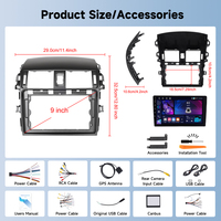 Podofo pour Toyota Corolla avec sortie d'air 2009-2013, autoradio Android 9 pouces 2 Din 4+64G, Carplay/Android Auto sans fil, OEM ODM