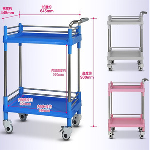 Chariot d'hôpital Hirowa à double niveau 645 mm x 445 mm avec roues silencieuses et main courante fixe pour usage médical et de laboratoire - Product Image 1
