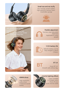 سماعة رأس لاسلكية Yesido BT5.4 مع إضاءة ملونة، مكالمات عالية الجودة، صوت HIFI، سماعة أذن لاسلكية BT طراز EP15 - Product Image 3