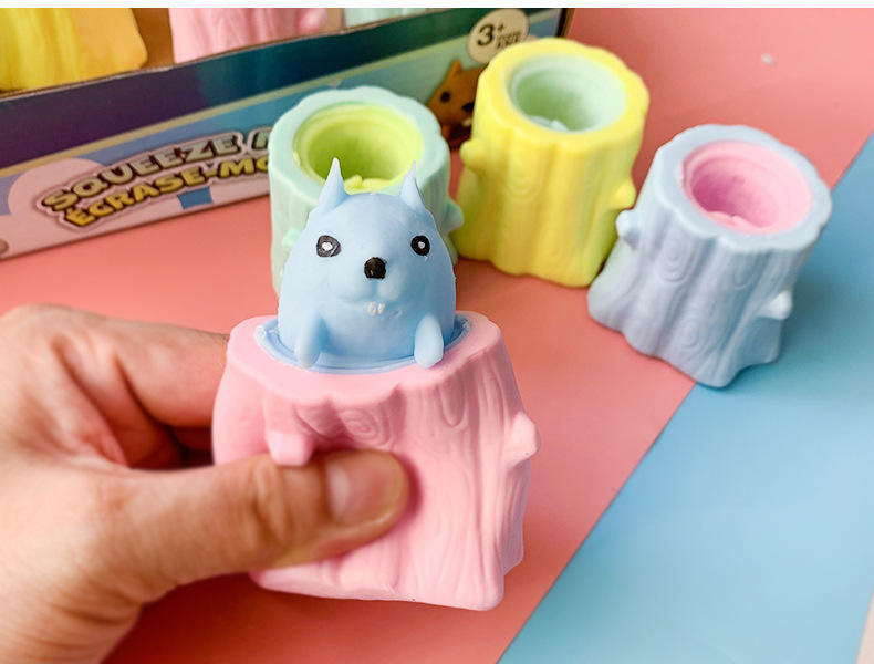 Squishy Squeeze Popper Fidget Toy Cup Decompression Evil Squirrel Toys for Kids in Vending Machines