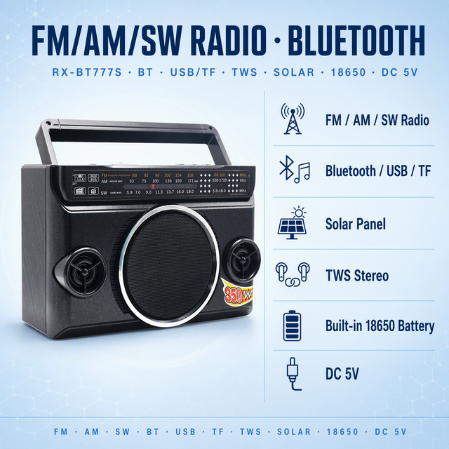 OEM Wholesale Custom Logo Private Mold 3 Band AM FM SW Solar Panel Rechargeable ABS TF Card USB MP3 Portable Radio