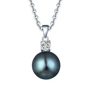 Real Tahitian Pearl Jewelry 925 Silver Nature Freshwater Pearl Pendant Mulheres Black Fresh Water Pearl Necklace