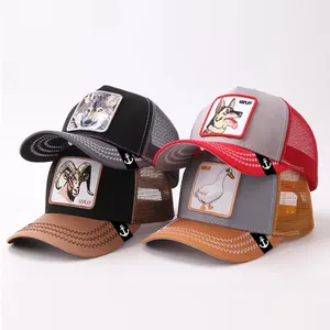 Cappellini da camionista personalizzati con ricamo animale Patch Outdoor 5 pannelli Gorras Mesh Sport Trucker Hats