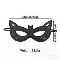 Masque de mascarade œil de chat en cuir PU noir, masque demi-visage pour Halloween, bande élastique, costume de fête cosplay, masque facial pour adultes et enfants