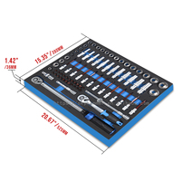Coffret à outils roulant à 5 tiroirs de 307 pièces avec plateaux en mousse EVA, kit de clés à douilles pour atelier de réparation automobile et garage