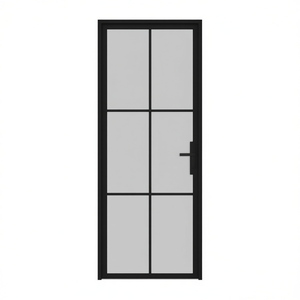 Porte en aluminium avec panneau en verre noir mat 32,7x79,3 Design minimaliste intérieur Porte insonorisée - Product Image 1