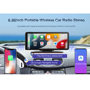 2024 nouveau 6.86 pouces écran tactile voiture jouer Dash <span class=keywords><strong>Cam</strong></span> 2K double objectif <span class=keywords><strong>Radio</strong></span> sans fil Android Auto lecteur - Product Image 6